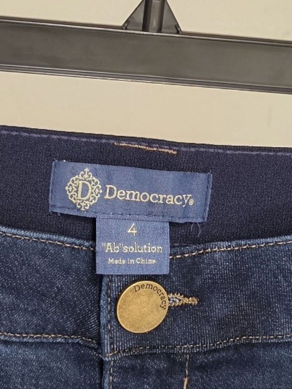 Democracy Wide Leg Tulip Hem Jeans Stretch High Rise Ab Solution Indigo 4 - Picture 3 of 11